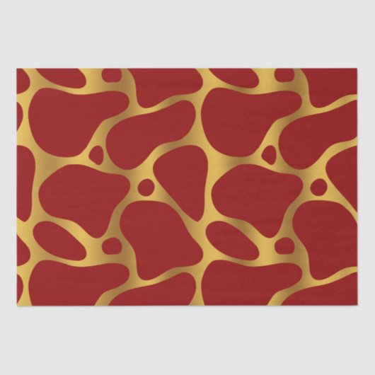 Gold & Red Giraffe Muster Seidenpapier (Vorderseite)