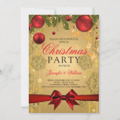 Gold & Red Glam Weihnachtsfeier Einladung (Vorderseite)