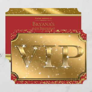 Gold & Red Glamour VIP-Party-Event-Ticket Einladung