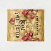Gold Red Glitzer Balloons Royal Sweet 16 Tapestry Wandteppich (Vorderseite (Horizontal))