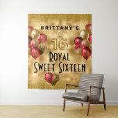 Gold Red Glitzer Balloons Royal Sweet 16 Tapestry Wandteppich (Beispiel)