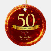 Gold & Red Glitzer Edit Year Wedding Jubiläum Keramik Ornament (Vorne)