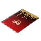Gold Red Glitzer Tropfen Monogram Sparkle Niedlich Notizblock (Linke Seite)