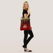 Gold Red Glitzer Tropfen Monogram Sparkle Niedlich Tasche (Am Model)