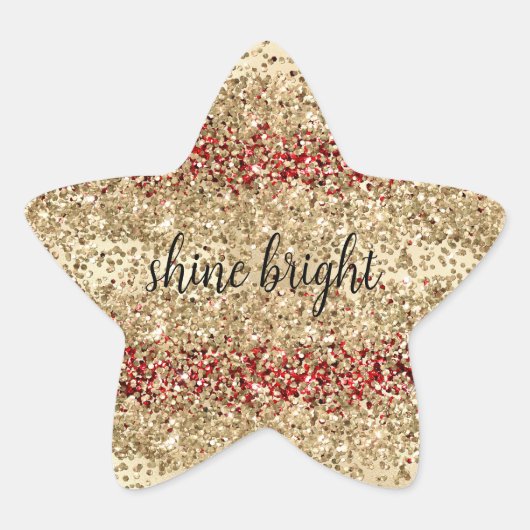 Gold Red Glitzy Glitzer Sparkle Confetti Shine Stern-Aufkleber (Vorderseite)