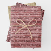 Gold Red Glitzy Glitzer Stripes Geschenkpapier Set (Beispiel)