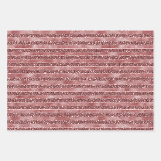 Gold Red Glitzy Glitzer Stripes Geschenkpapier Set (Vorderseite)