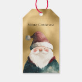 Gold Red Green Christmas Santa Claus Geschenkanhänger (Vorderseite)