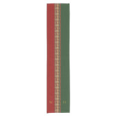 Gold Red Green Monogram Christmas Table Runner Kurzer Tischläufer (Vorderseite)