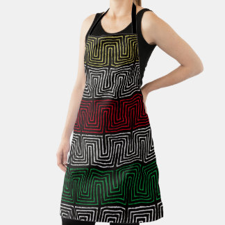Gold Red Green Schwarz-weiß Tribal Maze Pan Africa Schürze