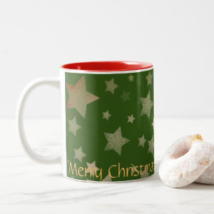 Gold Red Green Star Elegante Weihnachten Zweifarbige Tasse