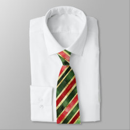 Gold Red Green Striped Christmas Krawatte