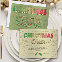 Gold Red Green Typografy Christmas Party