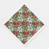 Gold Red Green White Poinsettia Serviette (Ecke)