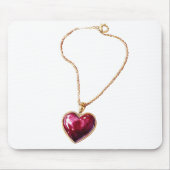 Gold Red Heart Necklace Mousepad (Vorne)