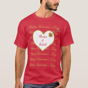 Gold Red Heart Romance Niedlich Moderner Valentins T-Shirt