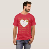 Gold Red Heart Romance Niedlich Moderner Valentins T-Shirt (Vorne ganz)