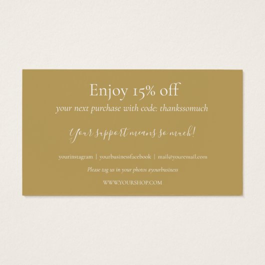 Gold Red Heart Vielen Dank, dass Sie eine Rabattka (Rückseite)