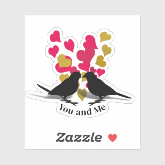 Gold Red Hearts Love Birds Valentine Aufkleber (Blatt)