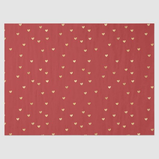 Gold Red Hearts Seidenpapier (Vorderseite)