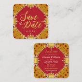 Gold & Red Hearts speichern die Datumskarten Quadratische Visitenkarte (Vorne/Hinten)