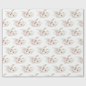 Gold Red Holly Music Notes Merry Christmas Gift Geschenkpapier (Flach)