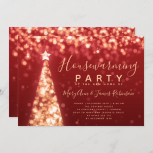 Gold & Red Housewarming Party Weihnachtsfeiertage Einladung