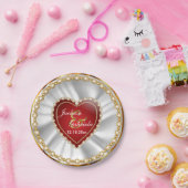 Gold, Red & Imitats Diamond Wedding oder Jubiläum Pappteller (Party)