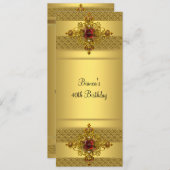 Gold Red Jewel 40. Geburtstag Party Einladung (Vorne/Hinten)