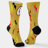 Gold Red Lightning Bolt Halloween Socken (Gewinkelt)