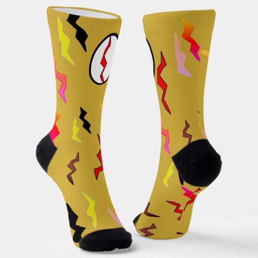 Gold Red Lightning Bolt Halloween Socken (Gewinkelt)