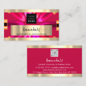 Gold Red Lipstick Shop QRCODE Logo Makeust Artist Visitenkarte (Vorne/Hinten)