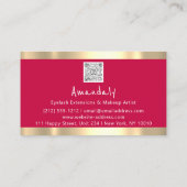 Gold Red Lipstick Shop QRCODE Logo Makeust Artist Visitenkarte (Rückseite)