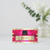 Gold Red Lipstick Shop QRCODE Logo Makeust Artist Visitenkarte (Stehend Vorderseite)