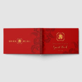 Gold Red Longevity Birthday Foil Guestbook (1) Gästebuch (Voll)