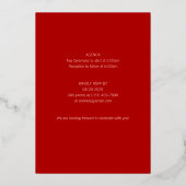 Gold Red Longevity Birthday Foil Invitation (FS) Folieneinladung (Rückseite)