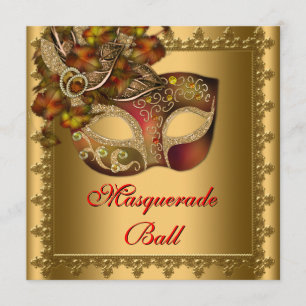 Gold Red Mask Gold Red Masquerage Party Einladung