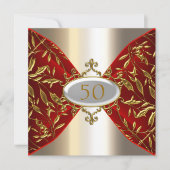 Gold Red Metal Look Geburtstagsjubiläum Einladung (Vorderseite)