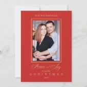 Gold Red Minimalistisch Modern Foto Family (Vorderseite)