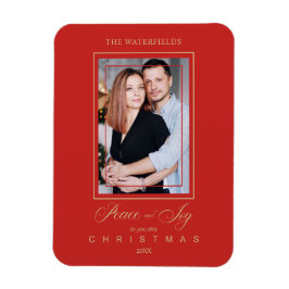 Gold Red Minimalistisch Modern Foto Family Magnet