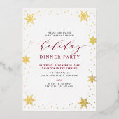 Gold & Red Modern Christmas Holiday Dinner Party Folieneinladung (Vorderseite)