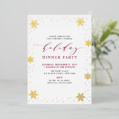 Gold & Red Modern Christmas Holiday Dinner Party Folieneinladung (Stehend vorne)