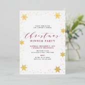 Gold & Red Modern Christmas Holiday Dinner Party Folieneinladung (Stehend vorne)