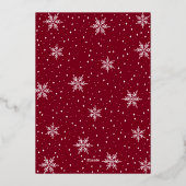 Gold & Red Modern Christmas Holiday Dinner Party Folieneinladung (Rückseite)