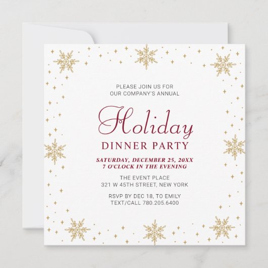 Gold & Red Modern Corporate Holiday Dinner Party Einladung (Vorderseite)