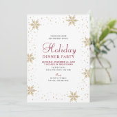 Gold & Red Modern Corporate Holiday Dinner Party Einladung (Stehend Vorderseite)