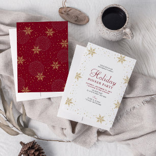 Gold & Red Moderne Firmen-Weihnachtsfeier Einladung