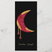 Gold Red Moon Heart Jewels Valentine's Day Menu Menükarte (Rückseite)