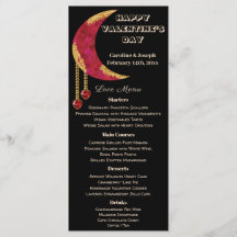 Gold Red Moon Heart Jewels Valentine's Day Menu