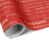 Gold Red Multi Language Frohe Weihnachten Geschenkpapier (Rolleneckpunkt)